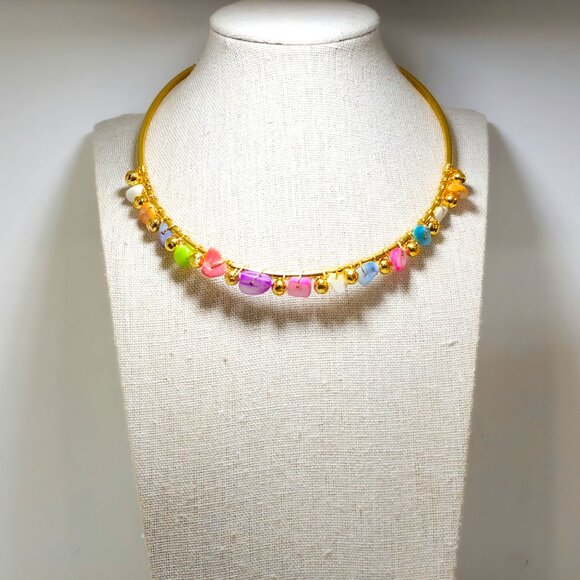 SOLD!!!   Elegant Bronze Choker with Vibrant Natural Stone - Picture 1 of 5
